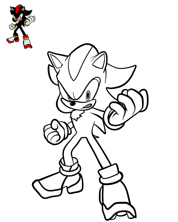 Coloriage Shadow Le Hérisson - Sonic à imprimer